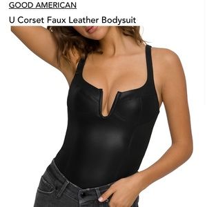 GOOD AMERICAN - U Corset Faux Leather Bodysuit